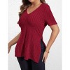 Womens Plus Size Tops Casual V Neck Short Sleeve Shirts Split Hem Blouses - 4 of 4