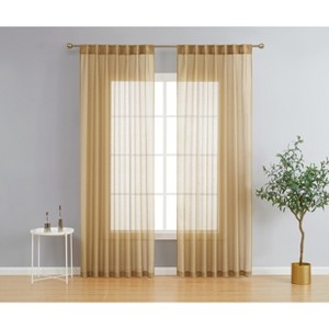 HLC.ME Lauren Semi Sheer Light Filtering Transparent Pocket Top & Back Tab Lightweight Window Curtain Panels, Set of 2 - 1 of 4