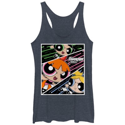 Women S The Powerpuff Girls Fighting Panels Racerback Tank Top Target