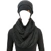 Wrapables Winter Warm Chunky Cable Knit Infinity Scarf and Beanie Set, Black - 3 of 4