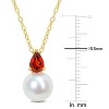 EVERLY JEWELRY  |   Yellow Plated Sterling Silver 1/2 CT TGW Garnet & 8.5 - 9 MM Cultured Freshwater  Pearl Fashion Pendant With Chain - 2 of 3