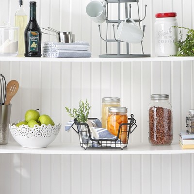 Small Black Metal Wire Mesh Stackable Storage Basket