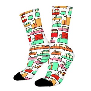 Vehicles Motorcycles Trucks Taxis Women Printed Crew Socks Funny Funky Socks Soft Polyester Novelty Gifts for Artists Men - 1 of 4