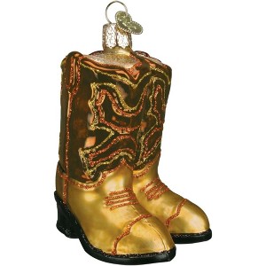 Old World Christmas Blown Glass Ornament for Christmas Tree, Brown/Tan Pair Of Cowboy Boots (with OWC Gift Box) - 1 of 2