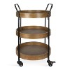 Kate and Laurel Lloyd Round Metal Bar Cart, 18x18x31.5, Rustic Brown and Black - 2 of 4