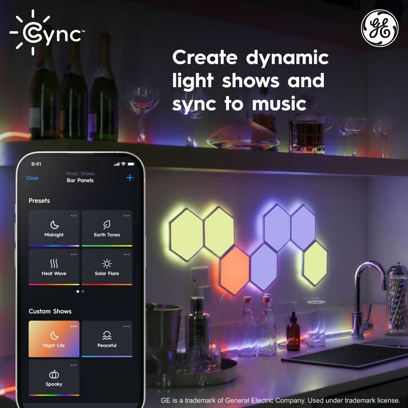 GE Cync Dynamic Effect 10pk Novelty Tile Lights, 4 of 11
