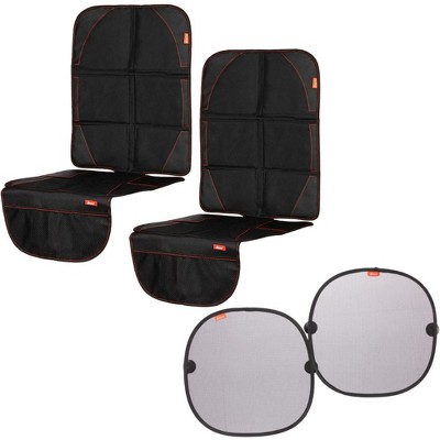 Image of Diono Ultra Mat 2-Pack + Sun Stoppers 2-Pack, Complete Protection from Child Car Seats, Pets, Black