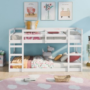 Racxily Bunk Beds, Bunk Bed for Kids Teens Adults with Ladders and Guardrail, Sturdy Wood Slats - 1 of 4
