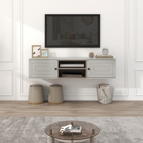 floating entertainment center grey