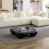 Sapphtopaz Modern Square Coffee Table with Faux Travertine Textured Curved Smooth Coffee Bar with Circular Base End Table for Living Room,Office - 4 of 4