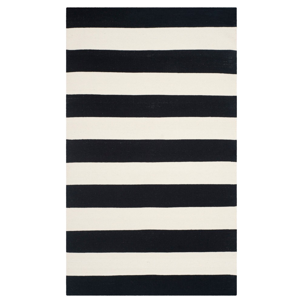 4'x6' Mati Flatweave Area Rug Black/Ivory - Safavieh