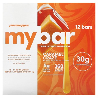 My Bar Prosupps, Triple Layered Protein Bar, Caramel Craze, 12 Bars, 3.1 oz (88 g) Each