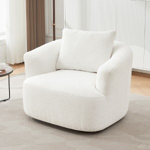 Whisen 38.2" Upholstered Swivel Barrel Chair with Pillow - 1 of 4