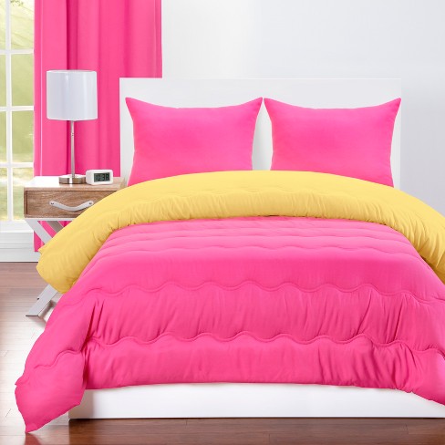 Full Queen Reversible Comforter With Sham Set Magenta Laser Lemon Crayola Target