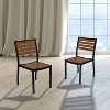 Emma and Oliver 2 Pack Outdoor Faux Teak Side Chair with Poly Slats - Teak Patio Chair - 2 of 4