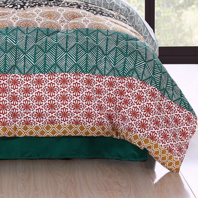 Bohemian Stripe Reversible Comforter Set Turquoise/Orange - Lush Décor, 5 of 9