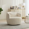 Hrinhom 34.3"W Barrel Accent Chair,Modern Upholstered 360° Swivel Armchair with Metal Base - 2 of 4