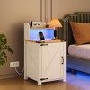 Dolonm 18" Side table, Side table with barn door enclosure, adjustable shelf storage rack, for living room, bedroom,White - 4 of 4