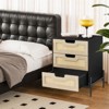 Rattan Nightstand, Farmhouse End Table with 3 Rattan Drawers, Wood Dresser Chest of Drawers with Sturdy Metal Legs, Modern Dresser Cabinet - 4 of 4