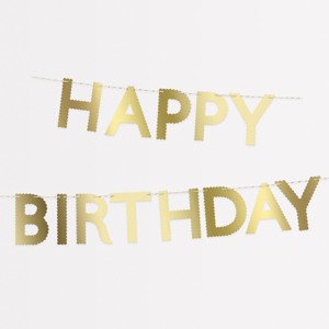 Meri Meri Gold Scallop Happy Birthday Garland (10' with excess cord - Pack of 1) - 1 of 4