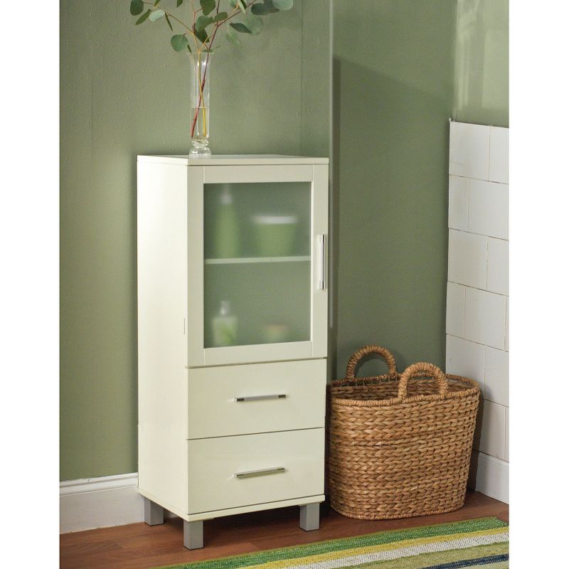 Frosted Pane 2 Drawer Floor Cabinet White - Buylateral, 3 of 5