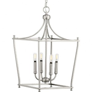 Progress Lighting Parkhurst 4-Light Foyer Pendant, Brushed Nickel, Steel, Lantern Style, Incandescent - 1 of 3