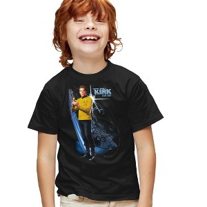 Boys' Star Trek Galactic Kirk T-Shirt Black X Small - 1 of 4