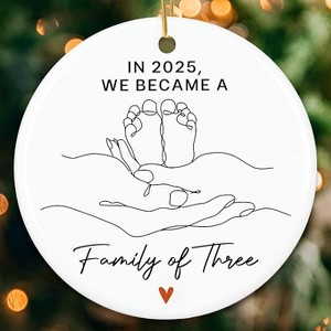 Lomsoe Family of 3 Christmas Ornaments Christmas Ornament For Mom and Dad Family Ornament for First Time Parents Ceramic Xmas Tree Decor - 1 of 4