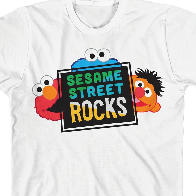 Bioworld Sesame Street Rocks Youth White Tee With Short Sleeves And Crew Neck, 2 of 4