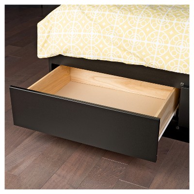 King Black Wood Upholstered Platform Bed with 6 Storage Drawers