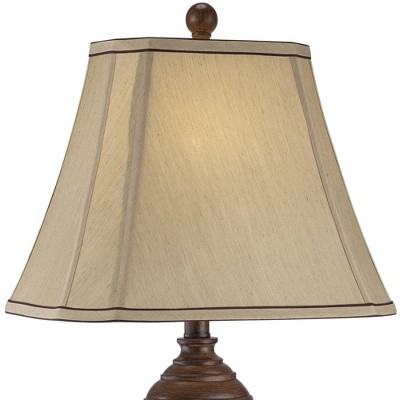 Elegant Two-Tone Brown Urn-Shaped Table Lamp with Beige Fabric Shade