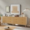 Lovmor Bedroom dresser, 8 Double Dresser with rattan drawers, wood chest of drawers for kids room, living room, entry and hallway, Natural - 3 of 4