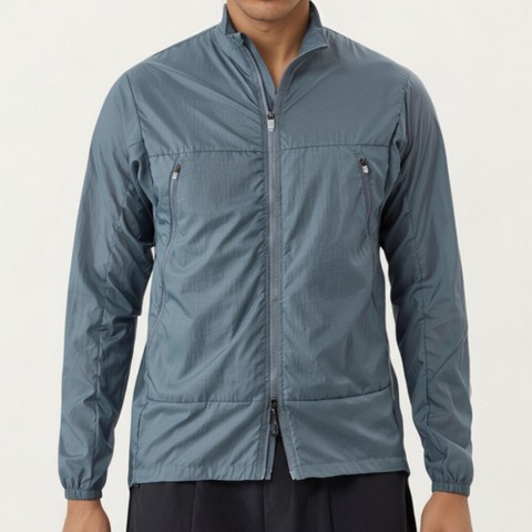 Anna-Kaci Active Men's Lightweight Zip-Up Windbreaker Jacket with High Collar and Elastic Cuffs - Small, Blue