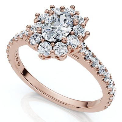 Pompeii3 1Ct TW Oval Halo Diamond Engagement Ring 14k Gold or Platinum Lab Created