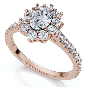 Pompeii3 1Ct TW Oval Halo Diamond Engagement Ring 14k Gold or Platinum Lab Created - 1 of 4