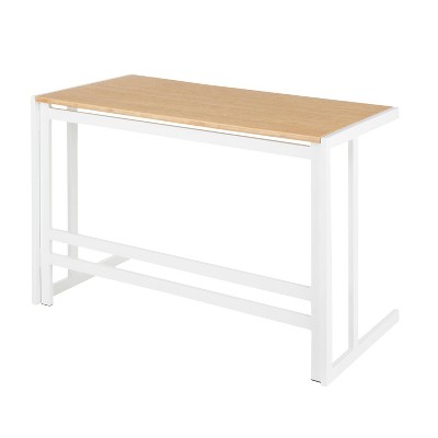Petite White Metal and Light Wood Office Desk