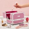 Glamlily Iridescent Pink Train Makeup Case, 3 Tier 5 Compartment Cosmetic Storage Box - 2 of 4