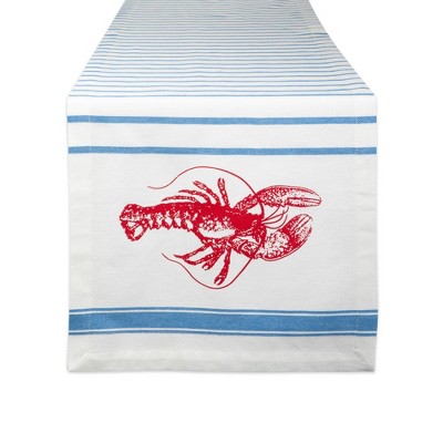 72" x 14" Cotton Lobster Stripe Kitchen Table Runner - Design Imports