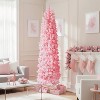 VINGLI 7.5ft Pink Flocked Pencil Christmas Tree, 641 Tips, Metal Stand, Slim for Home Office Party - 2 of 4