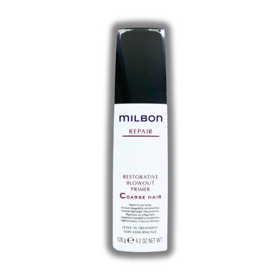 Milbon REPAIR Restorative Blowout Primer Coarse Hair | Reduces frizz and smooths rough cuticles | Shields hair from heat damage - (4.2 oz)