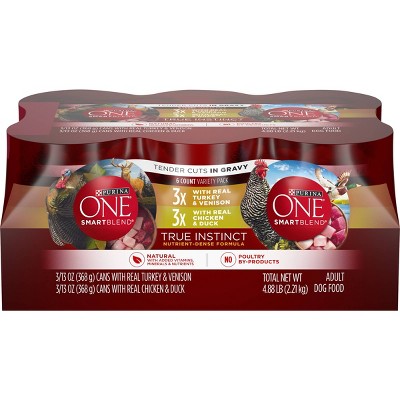 Purina ONE SmartBlend True Instinct Tender Cuts In Gravy with Real Turkey & Chicken Wet Dog Food - 13oz/6ct Variety Pack