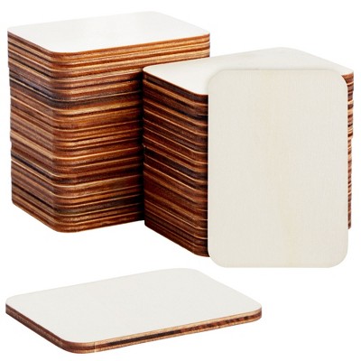 Juvale 36 Pack 4x4 Wooden Squares for Crafts, Unfinished Wood Cutouts with Rounded Corners for DIY Coasters