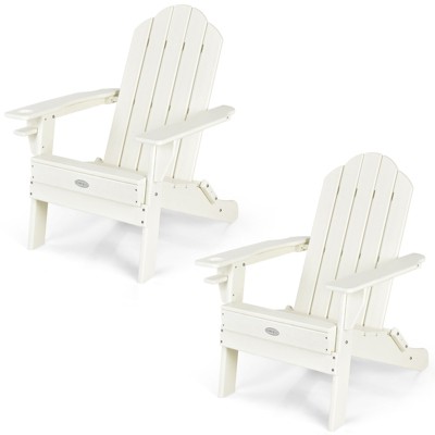 Tangkula 2PCS Folding Adirondack Chair Outdoor Adirondack Chair Weather Resistant Lounger  for Backyard Porch Poolside Turquoise/Grey/White/Black