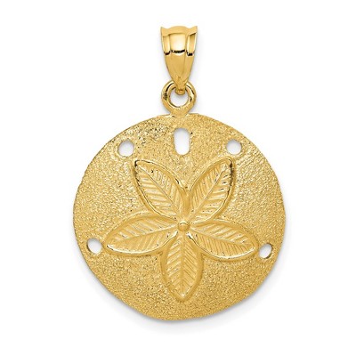 Black Bow Jewelry 14k Yellow Gold 20mm Laser Cut Sand Dollar Pendant