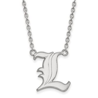 Black Bow Jewelry 10k White Gold Louisville Cardinals NCAA Necklace 18 Inch
