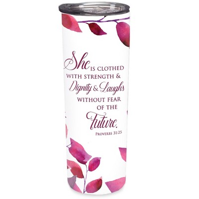 Elanze Designs Clothed Strength Dignity Crimson Foliage 20 ounce Stainless Steel Travel Tumbler