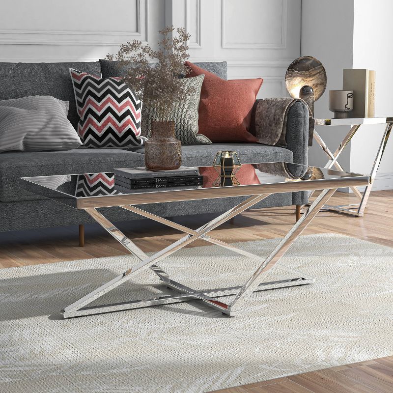 Drubeck Mirrored Rectangle Coffee Table Chrome - HOMES: Inside + Out, 3 of 10