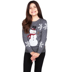 Tipsy Elves Kid's Sequined Snow Day Ugly Christmas Sweater - Funny Ugly Christmas Sweater for Holiday Parties - 1 of 1