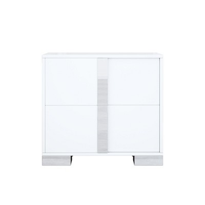 NicBex 17.7 inch Wide Nightstand with 2 Drawers,Side Table with Large Storage Space and Metal Handle,Bedside Table for Bedroom,Living Room,White/Gray