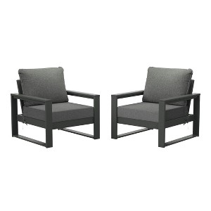 WestinTrends Montara Outdoor Modern HDPE Patio Club Chair with Waterproof Deep Seat Cushions (Set of 2) - 1 of 4